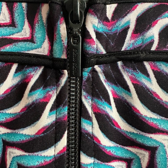 Bisou Bisou Midi Skirt Womens X-Small XS Multicolor Chevron Side Slit Stretch - Picture 4 of 5